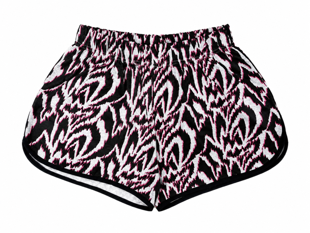 Black & Burgundy Printed Crop Top & Shorts