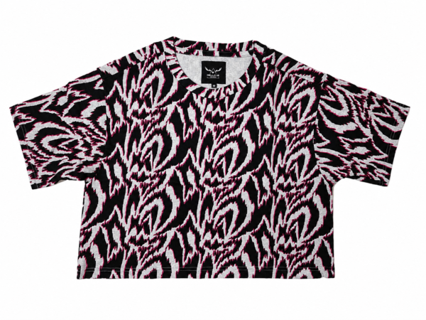 Black & Burgundy Printed Crop Top & Shorts