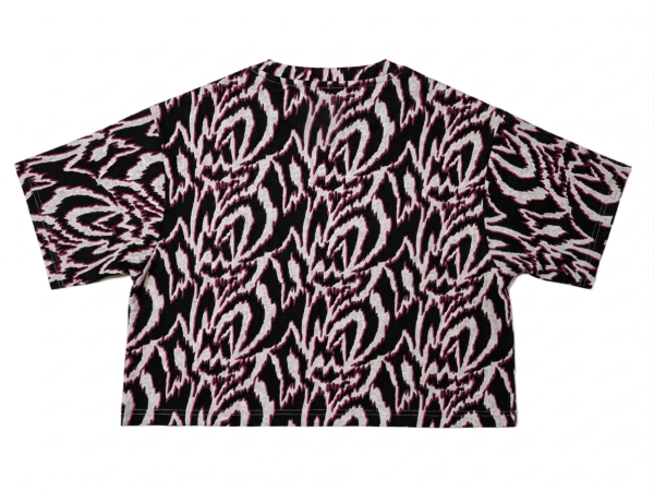 Black & Burgundy Printed Crop Top & Shorts
