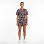 Black & Burgundy Printed Crop Top & Shorts