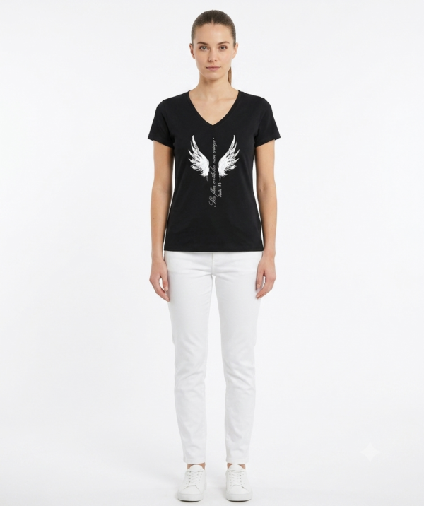 Gemini_Generated_Image_launzwlaunzwlaun Black Printed T-Shirt for Women
