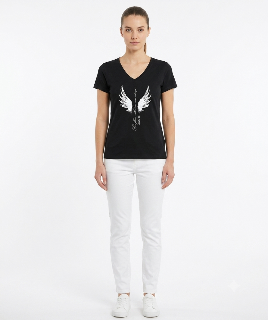 Black Printed T-Shirt for Women