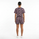 Black & Burgundy Printed Crop Top & Shorts